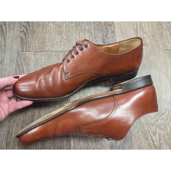 ITALIAN PREMIER Mens 13B Nordstrom Cognac Lace Up Oxford Shoes Made in Italy - Picture 4 of 9